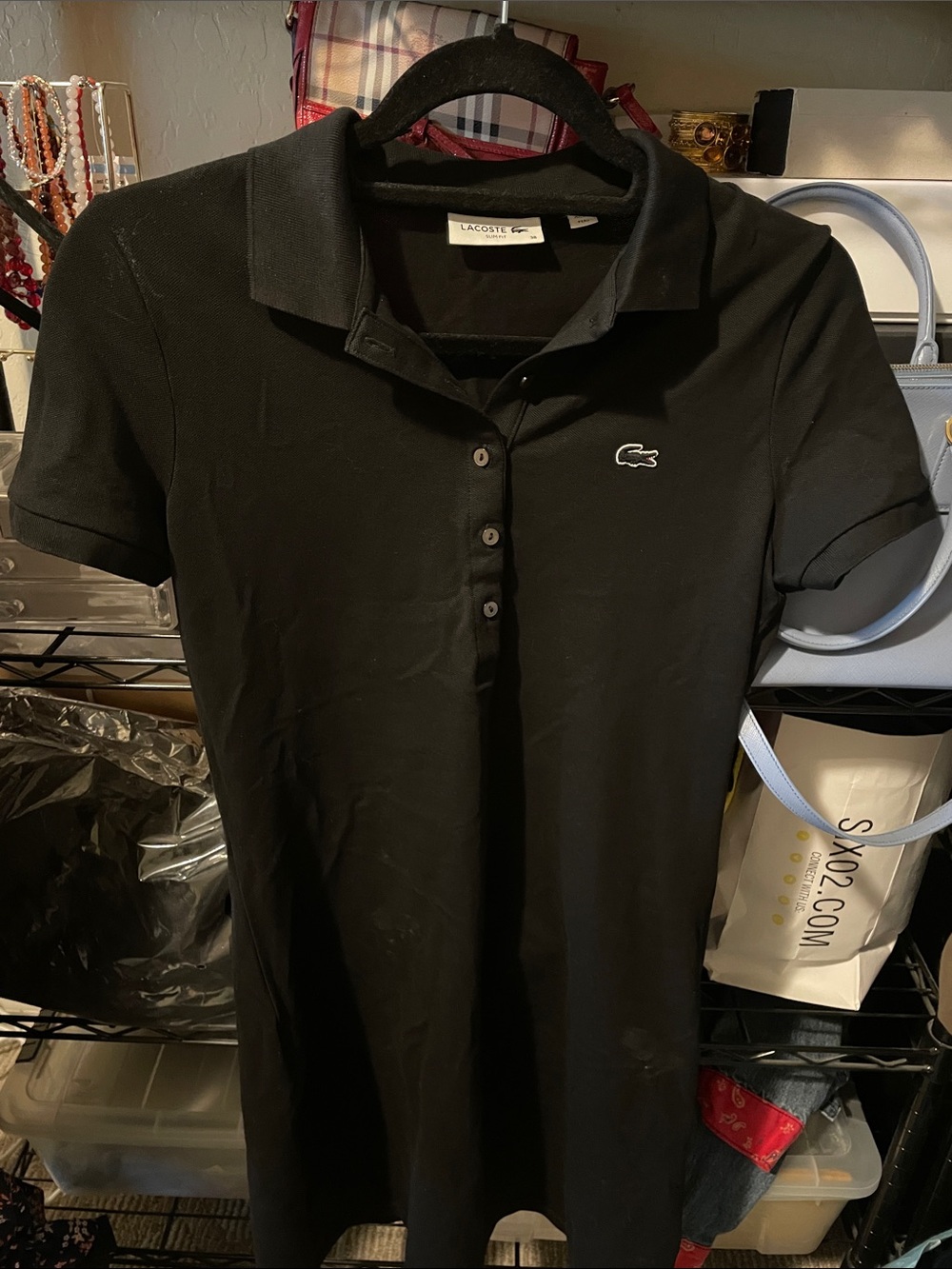 Lacoste Black Short-Sleeve Polo Dress
